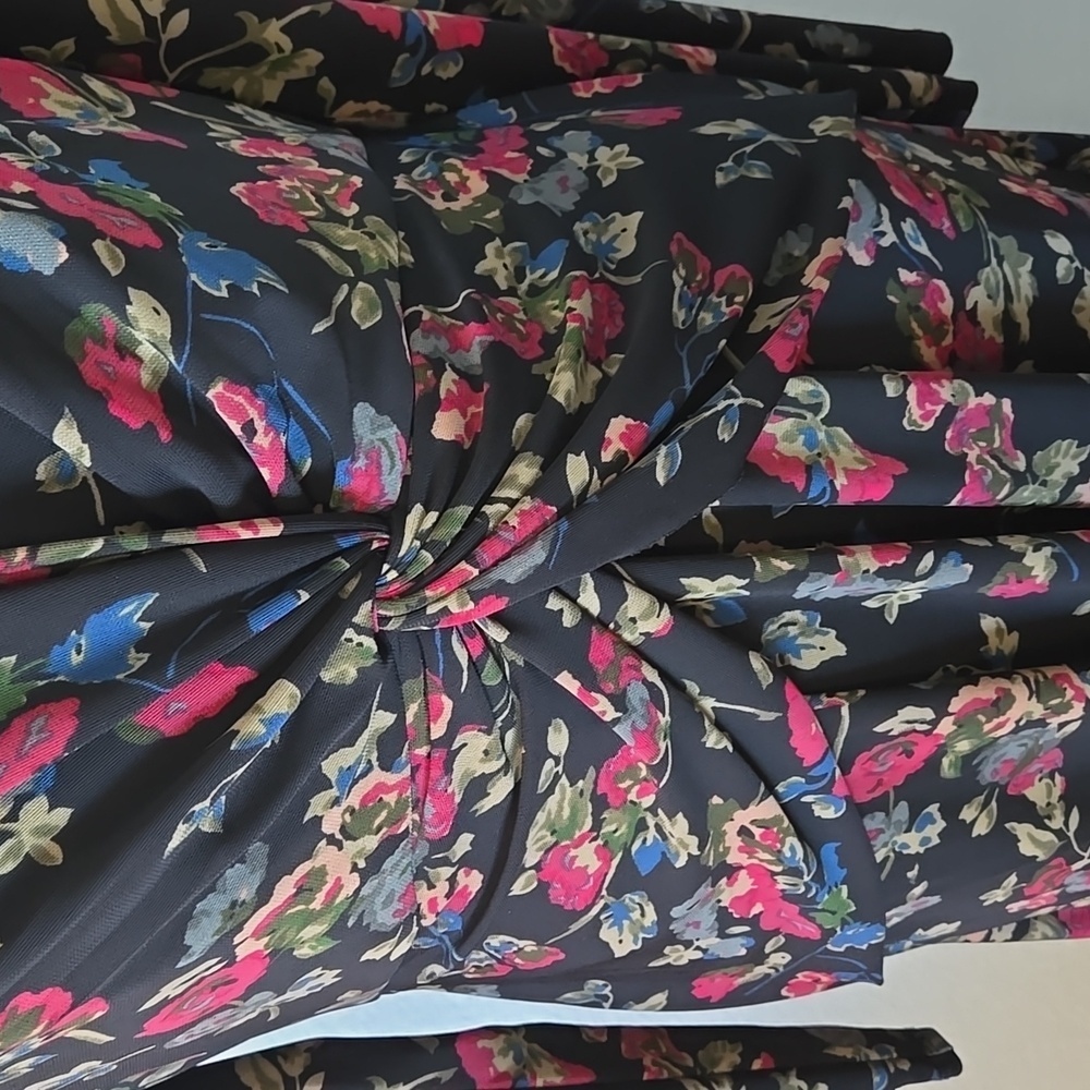 RALPH LAUREN BLACK LABEL Floral Surplice Midi Jersey Dress Sz 12 Vneck - Picture 4 of 14